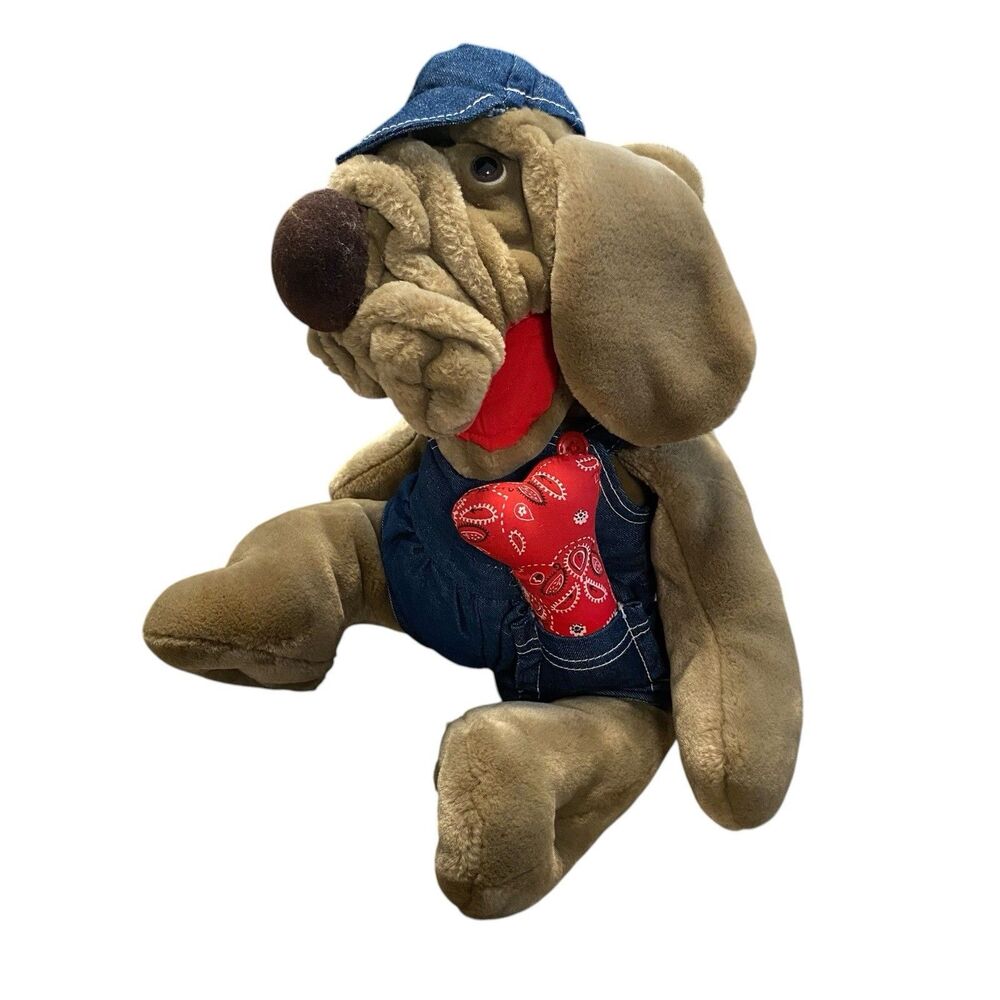 Vintage 1981 Ganz Bros Wrinkles The Dog Hand Puppet Plush  Stuffed Animal 16”